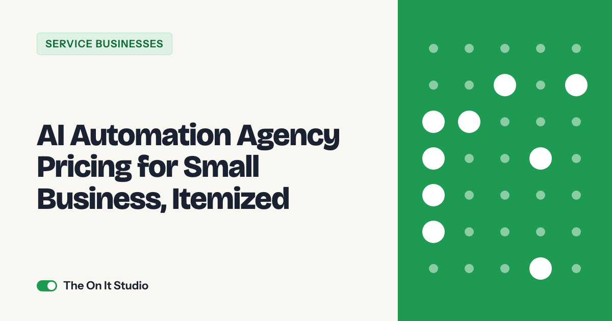 AI Automation Agency Pricing for Small Business, Itemized