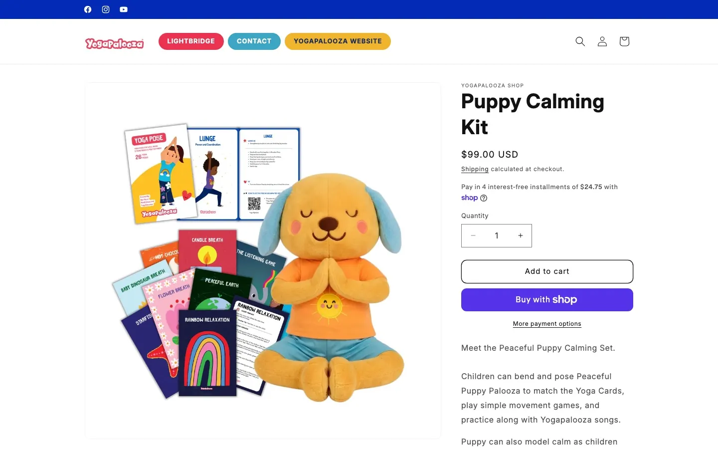 Shopify product page for the Puppy Calming Kit